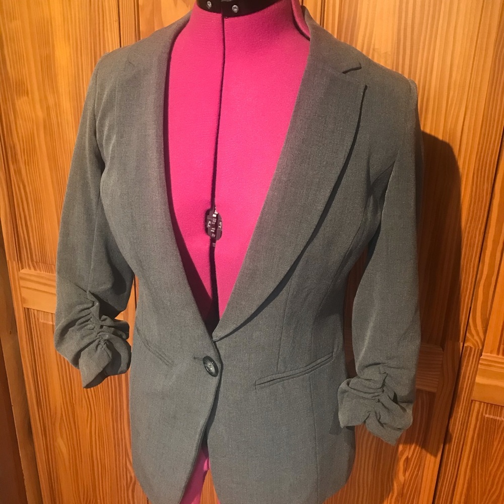 OXO Grey cinched quarter sleeve blazer